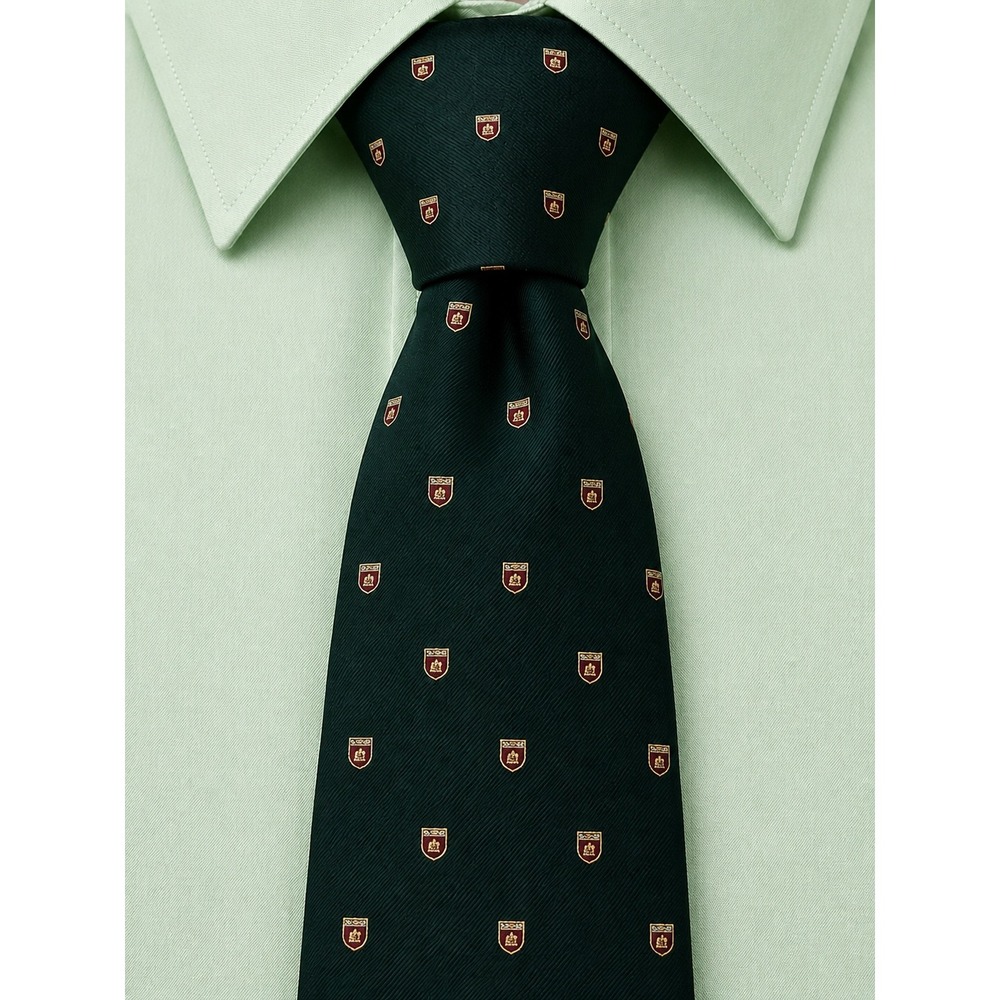The Squire Shop Blanford Vintage Mens Silk Tie Green Crest Sailboat Nautical